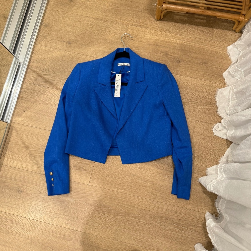 ALICE AND OLIVIA BLUE CROPPED BLAZER